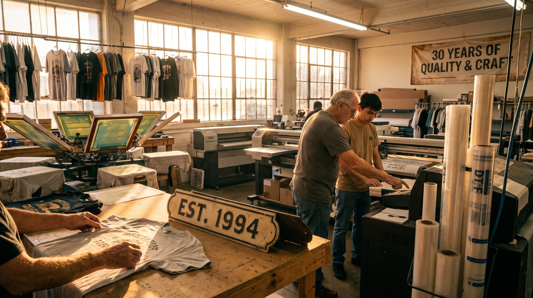 Three decades of apparel and garment printing experience
