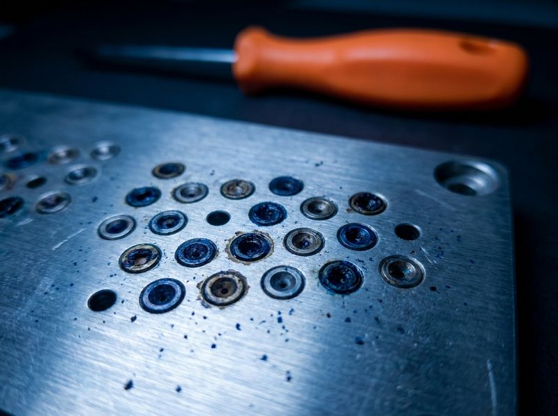 Clogged DTF printhead nozzle plate with missing nozzles
