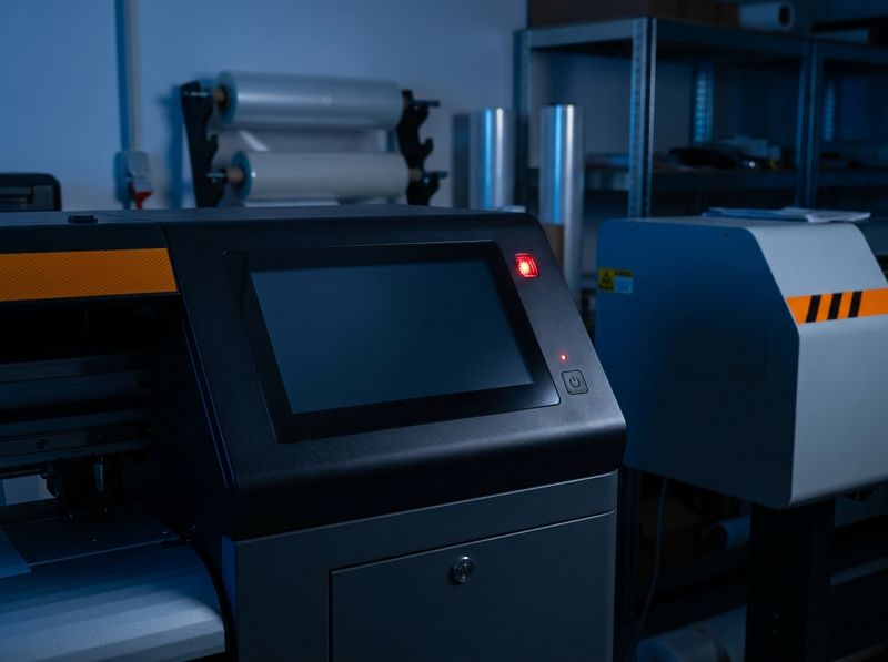 DTF printer control panel showing an error
